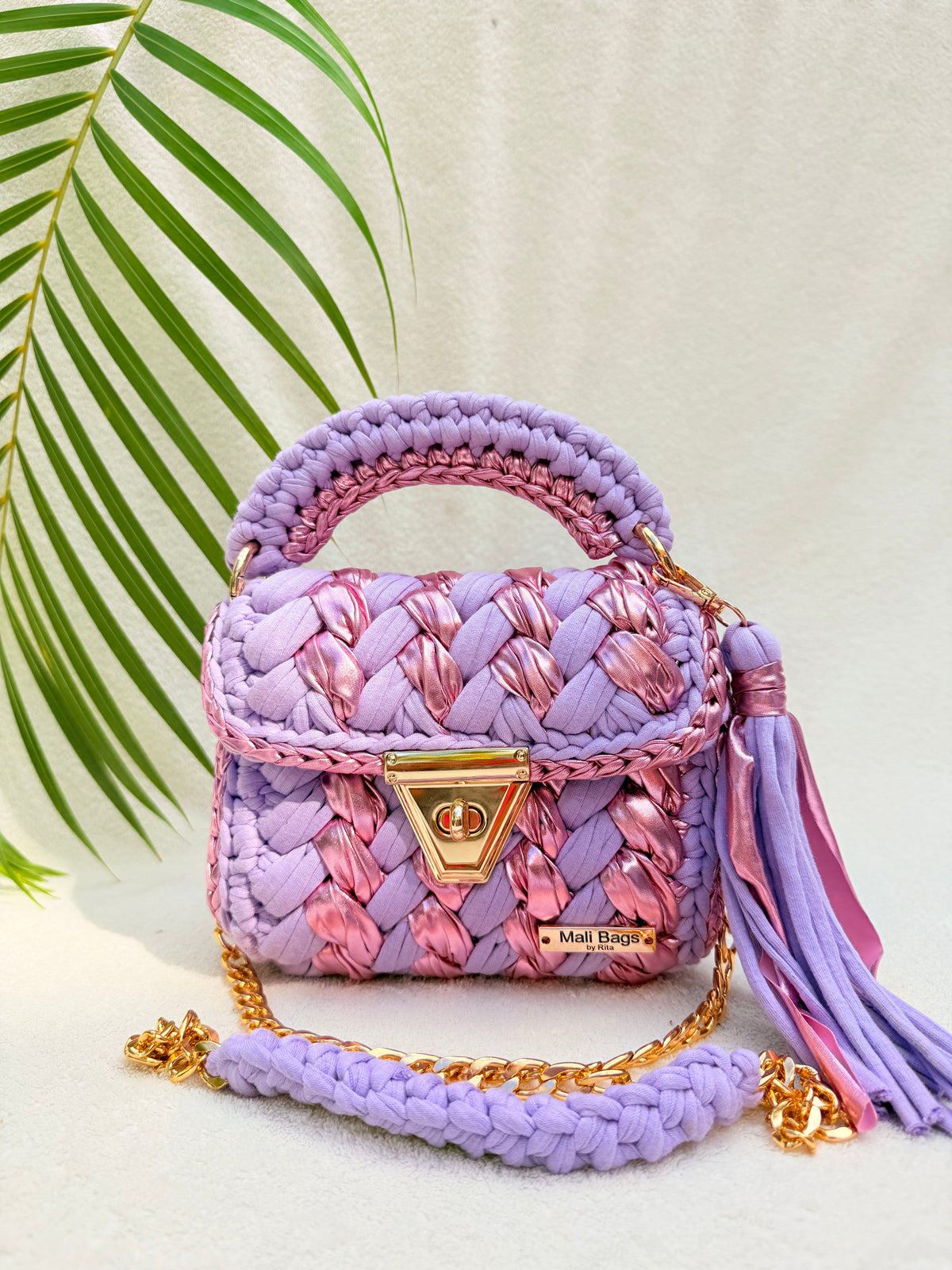 Coco Crochet in Lilac & metallic pink
