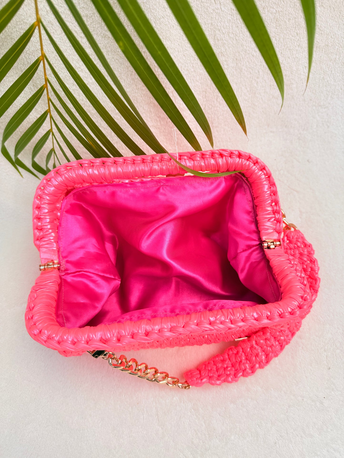 Mina pink Neon clutch premium yarn