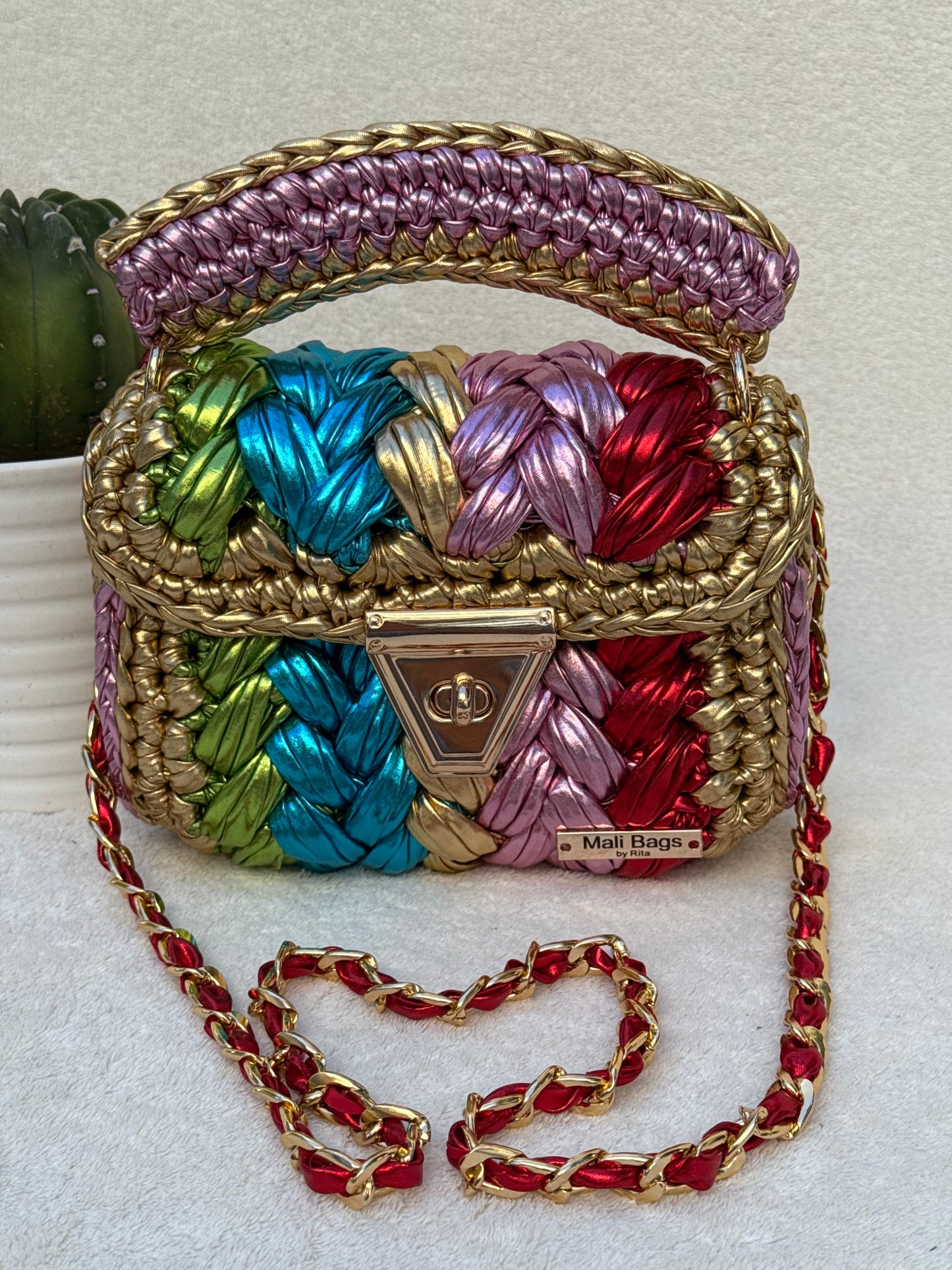 Rita Rainbow metallic puff bag