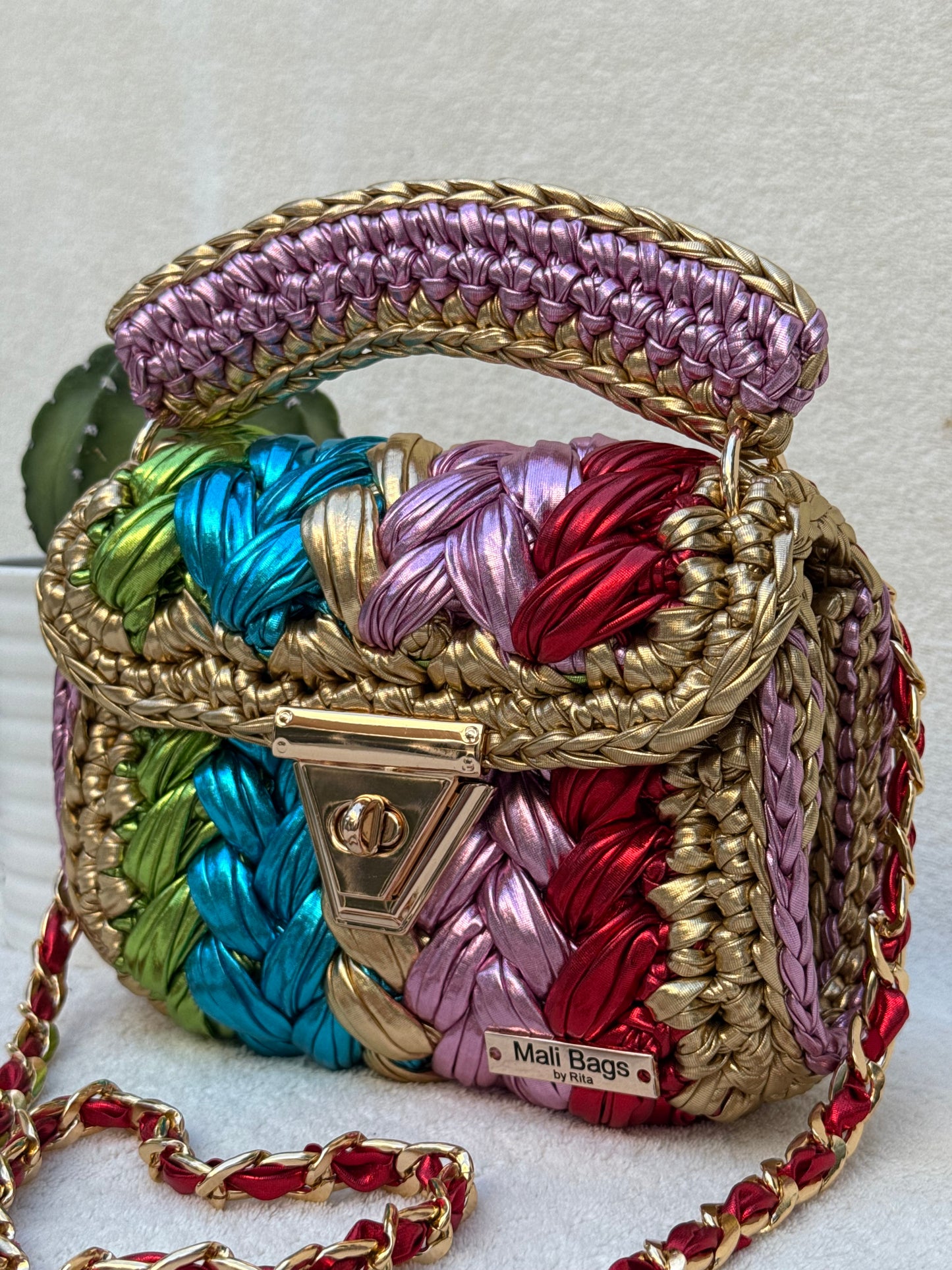 Rita Rainbow metallic puff bag