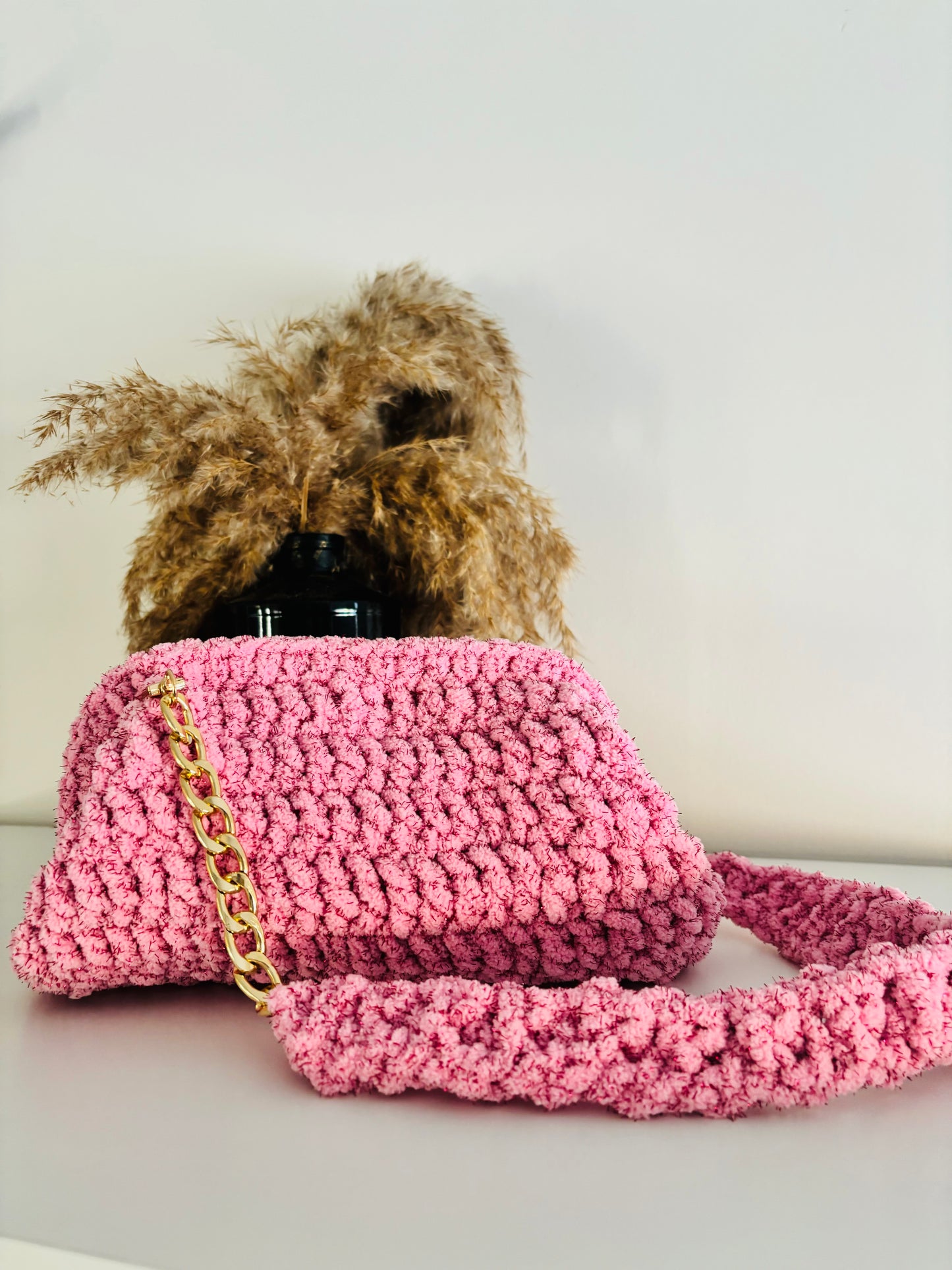 Gretta pink Barbie w/ red glitter velvet Clutch