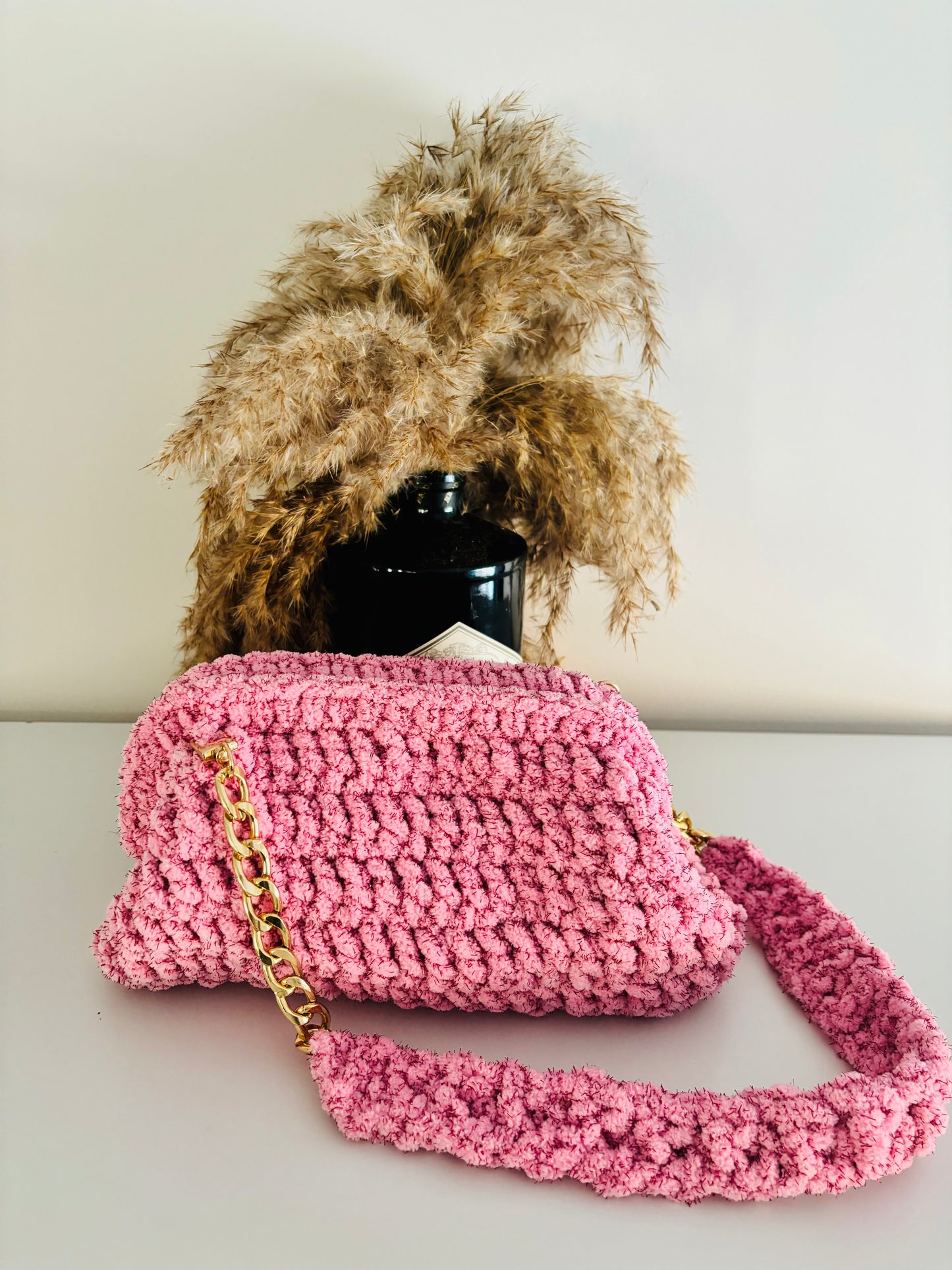 Gretta pink Barbie w/ red glitter velvet Clutch