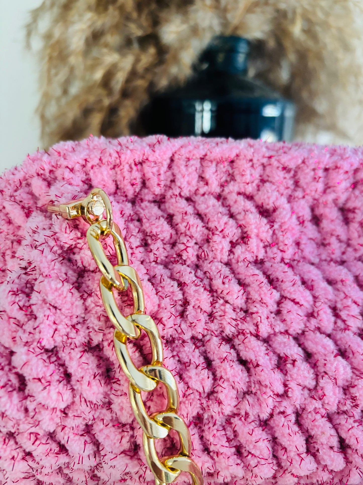 Gretta pink Barbie w/ red glitter velvet Clutch