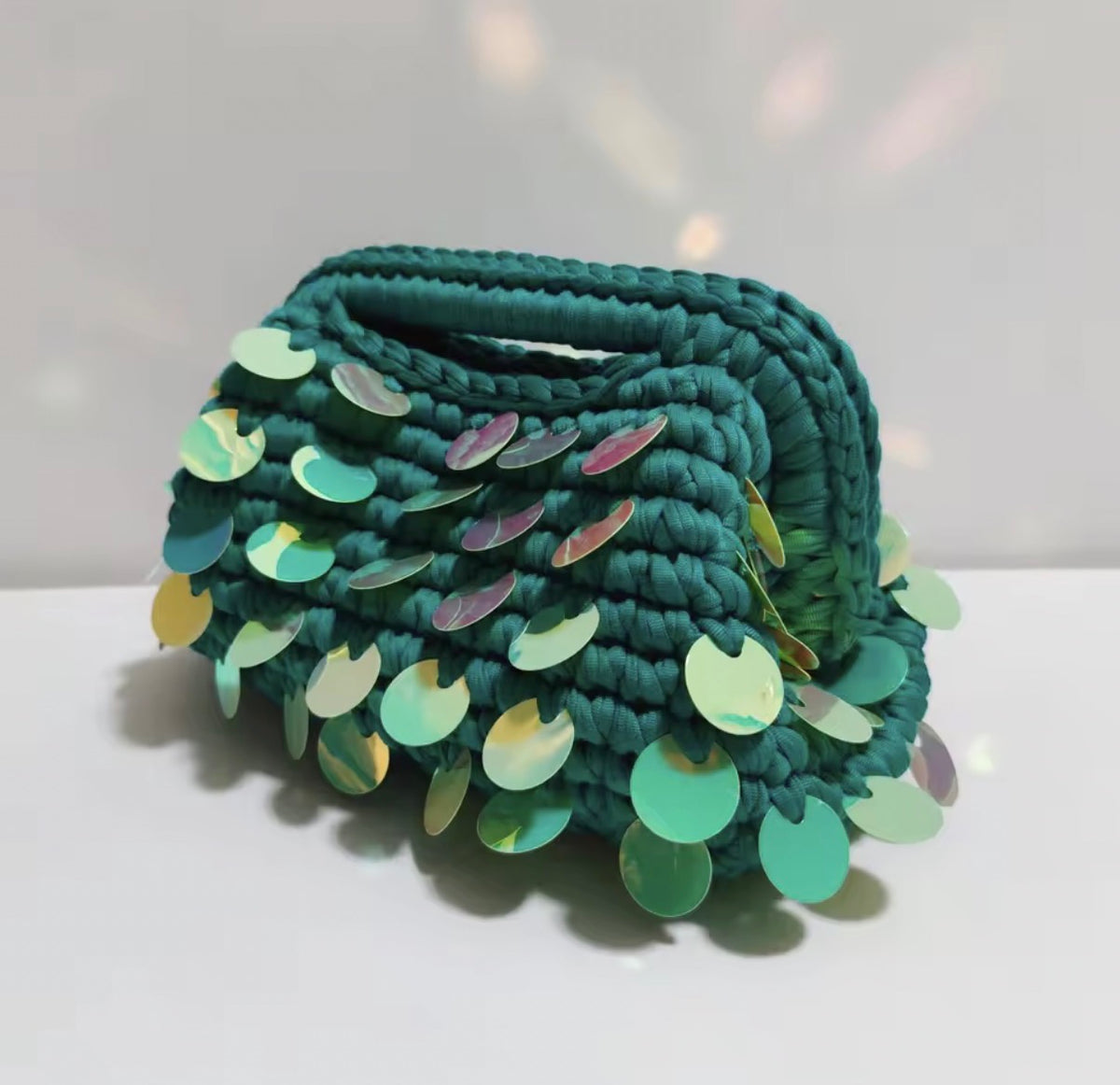Mermaid Sequin Clutch in Emerald Green