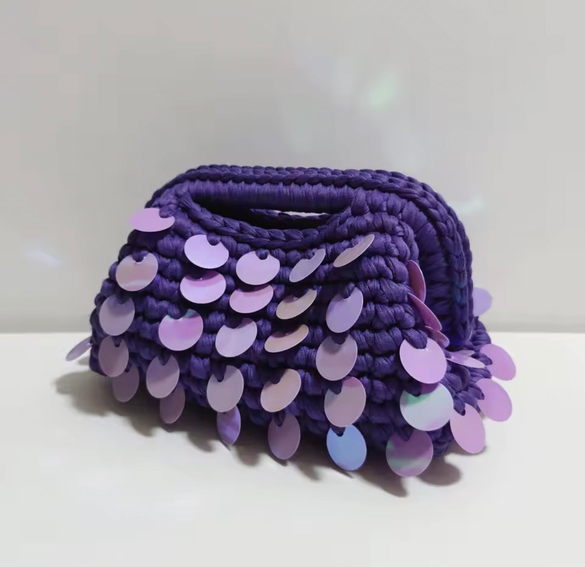 Mermaid Sequin Clutch in Purple