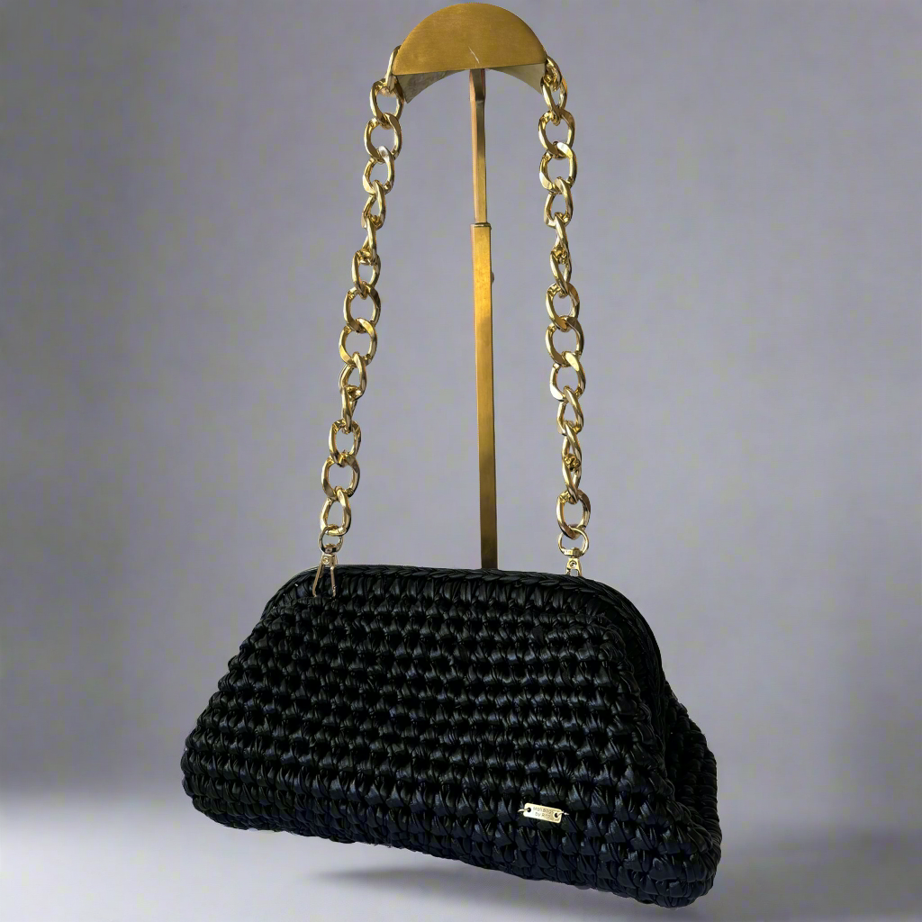 Botteca Clutch in Faux Leather Black-thumbmail-2