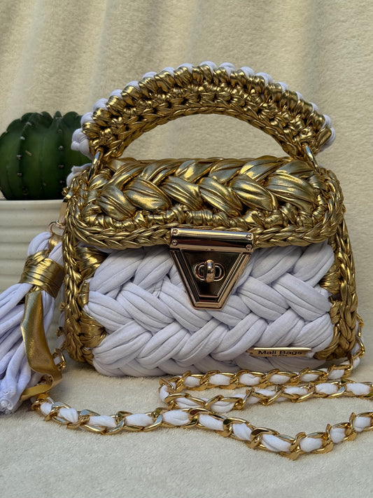 Aurora Puff bag White&Gold