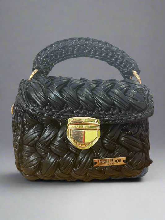 Mullan black leather effect premium yarn