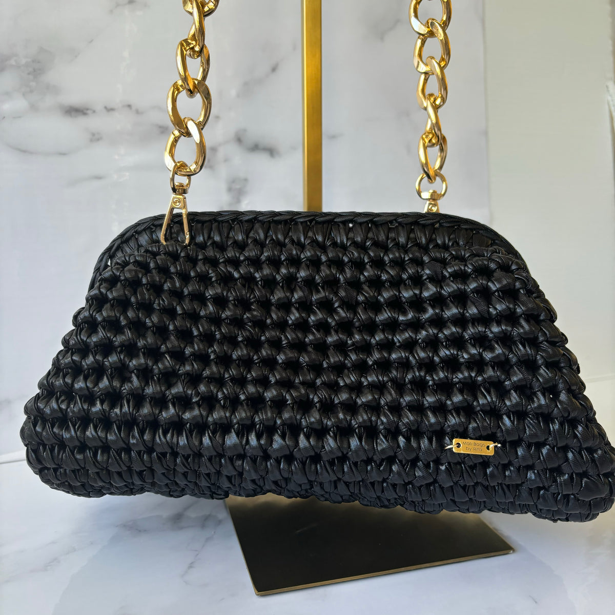 Botteca Clutch in Faux Leather Black-thumbmail-5