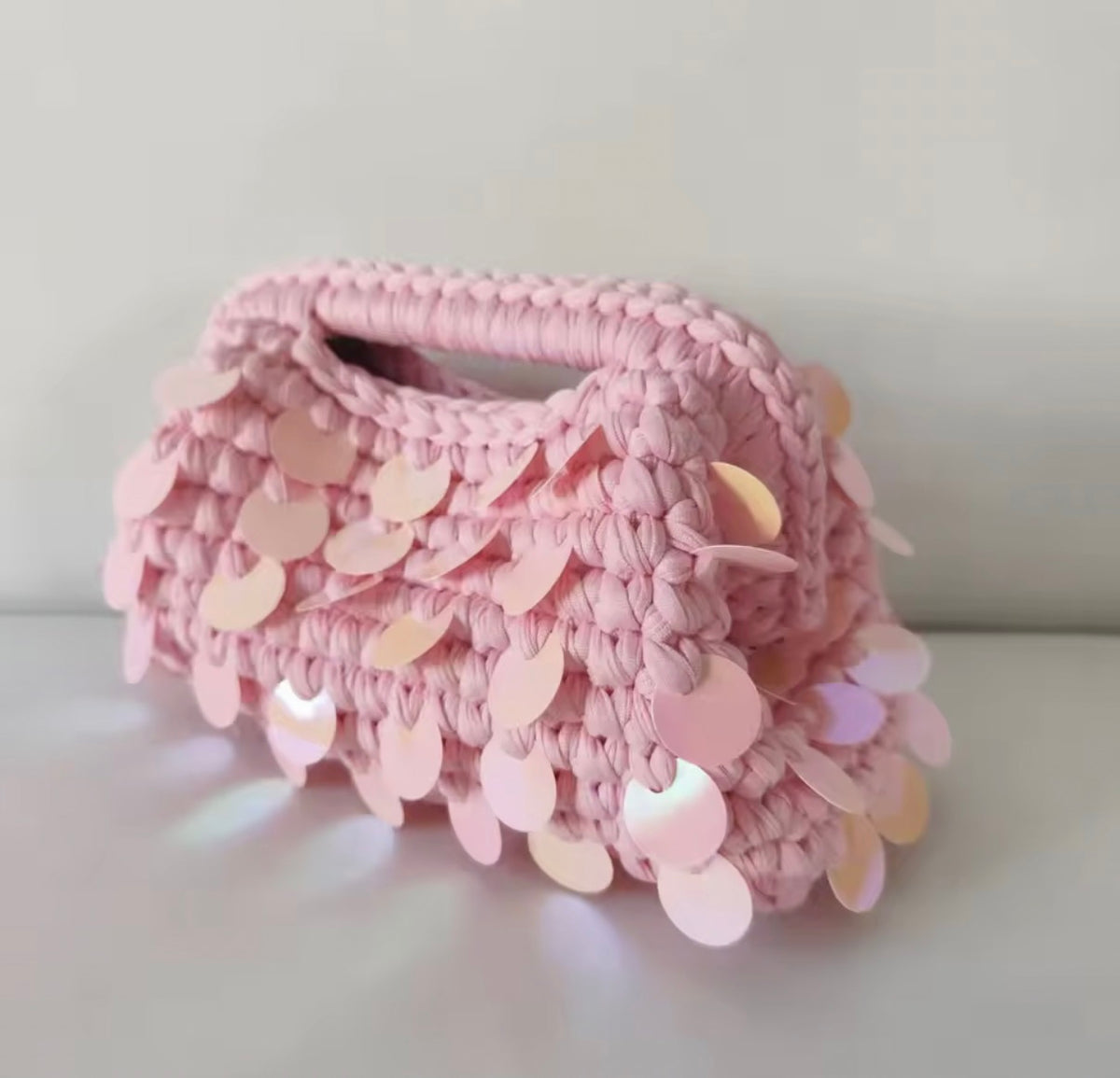 Mermaid Sequin Clutch Light Pink