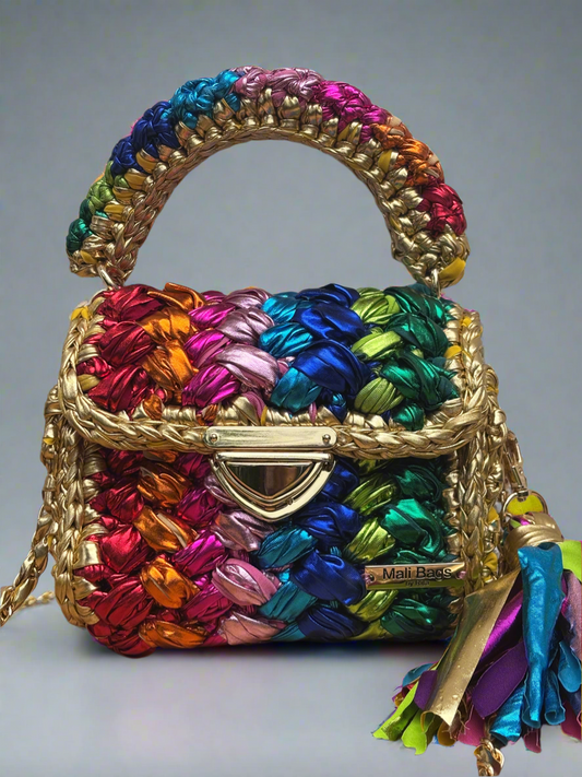 Nica rainbow metallic puff bag