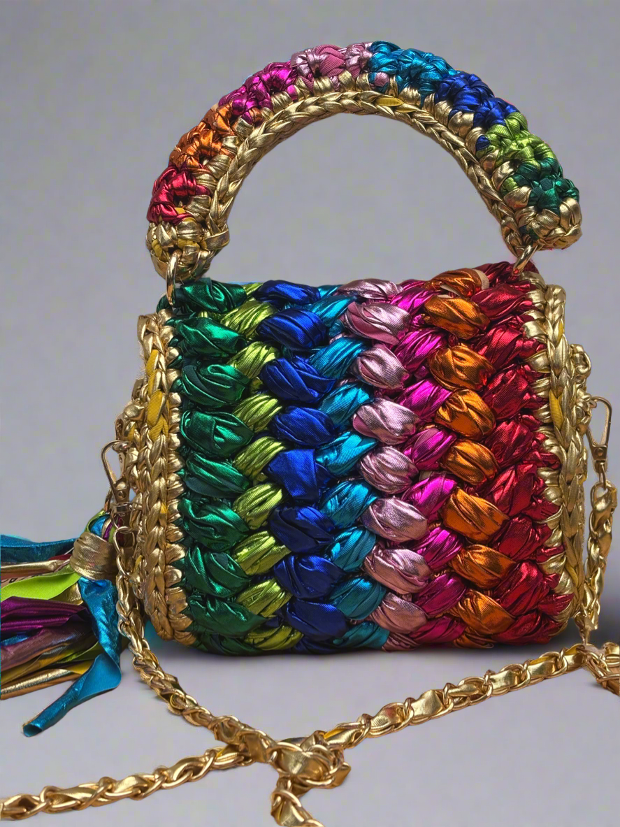 Nica rainbow metallic puff bag