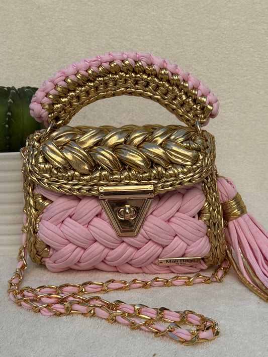 Aurora pink&gold puff Bag