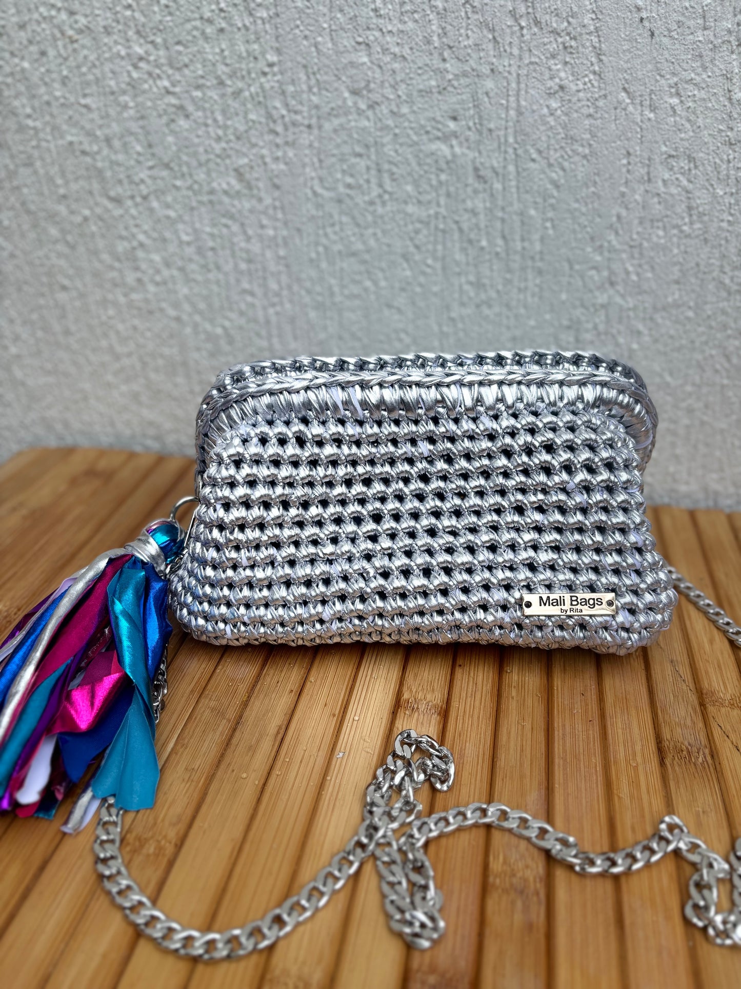 Gretta Silver metallic clutch