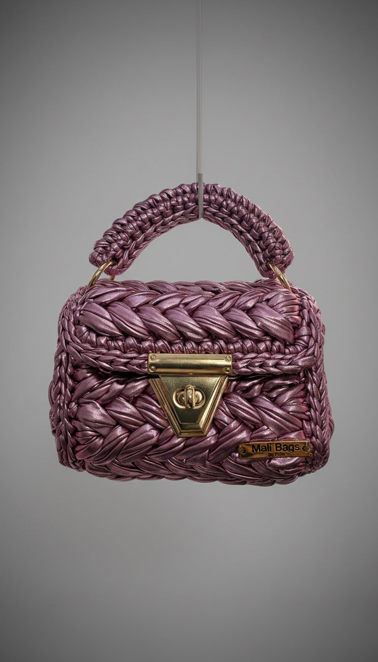 Isla pink metallic puff bag