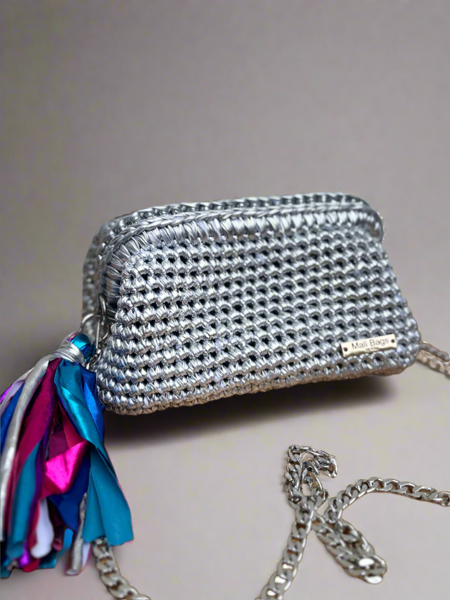 Gretta Silver metallic clutch