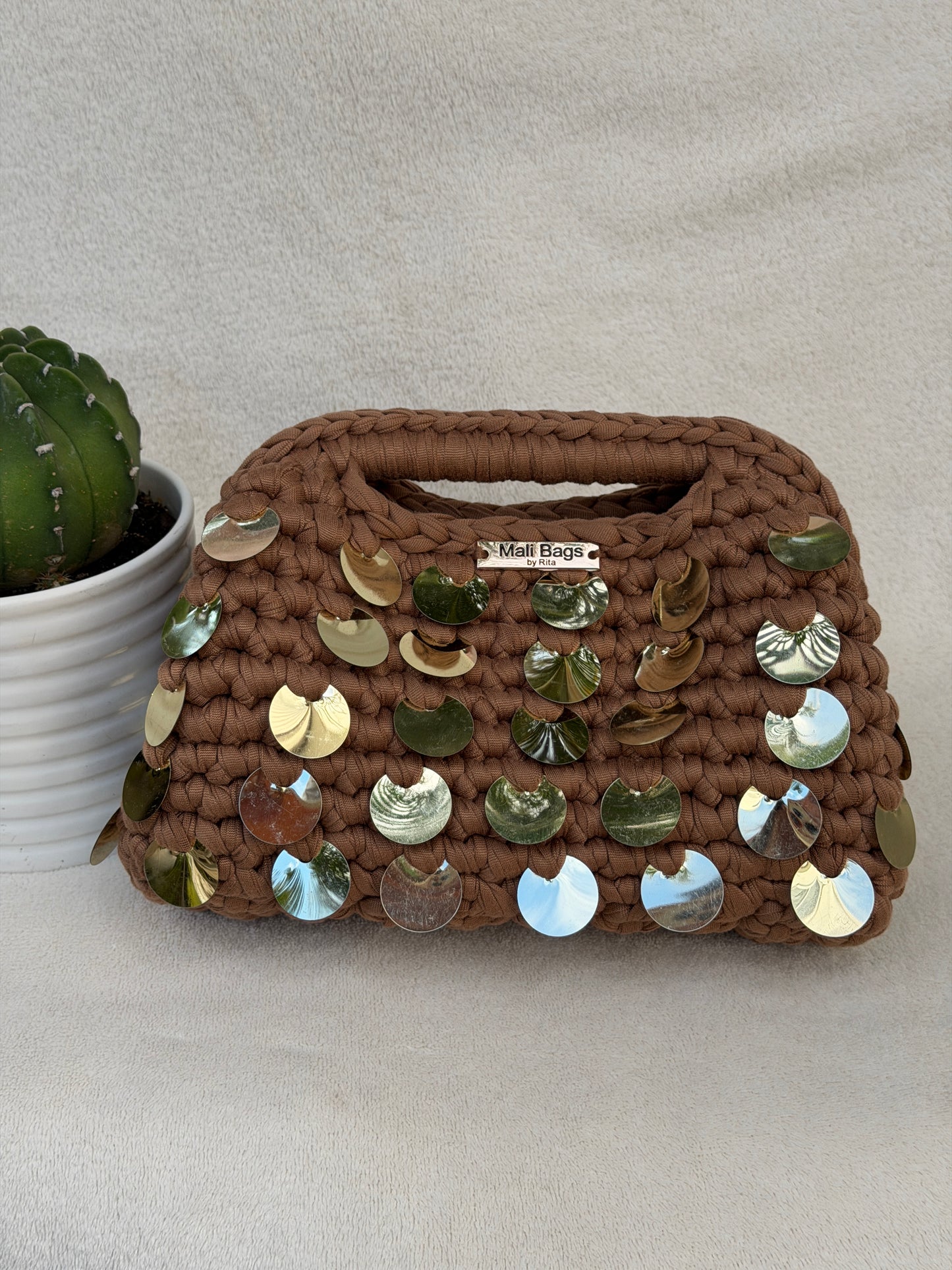 Alba Caramel and gold mermaid clutch