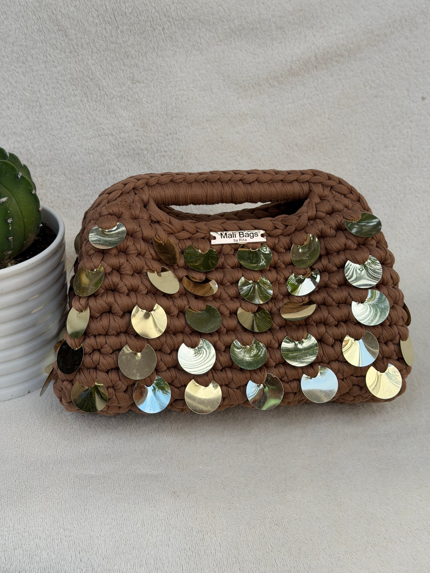 Alba Caramel and gold mermaid clutch