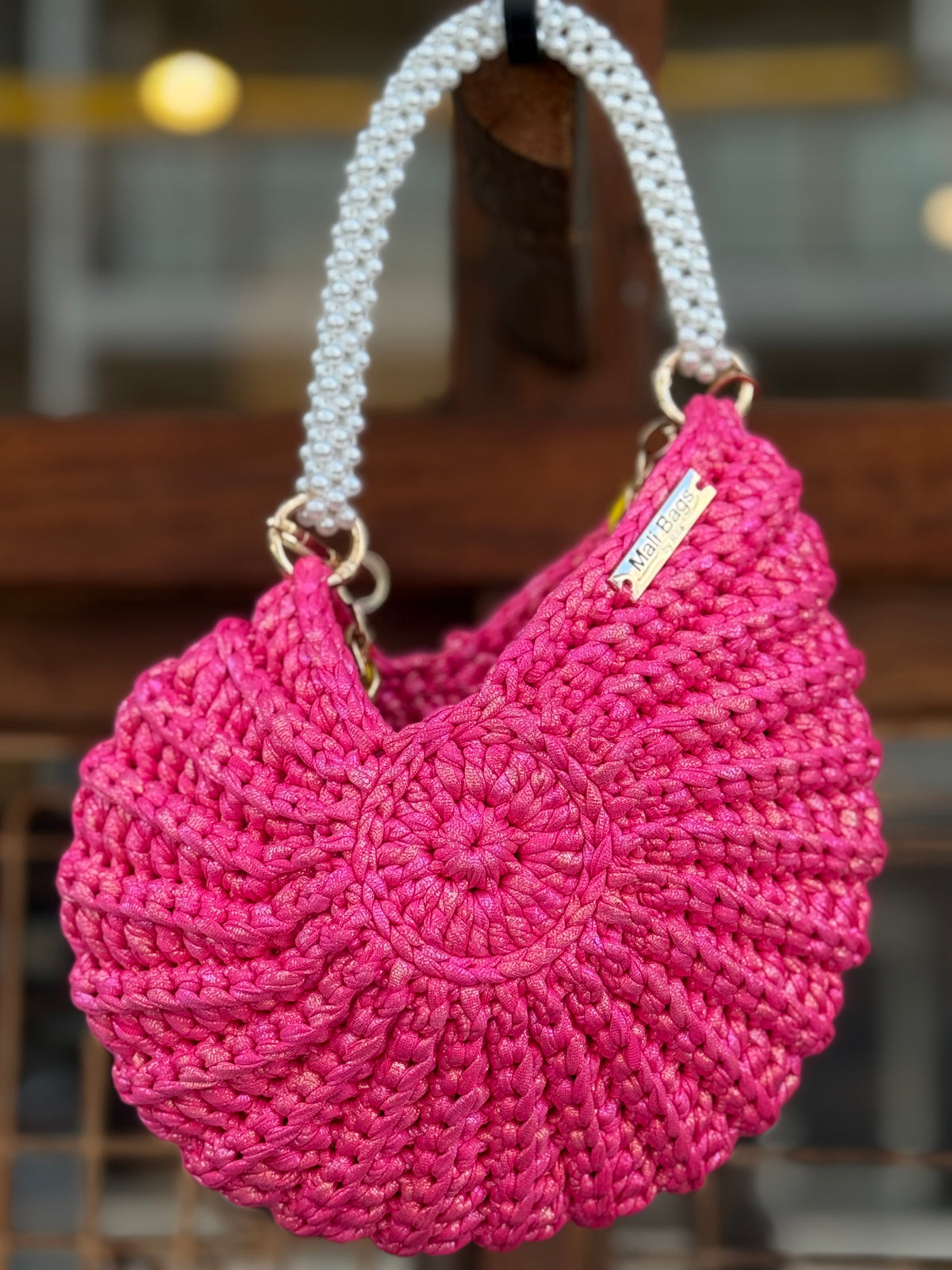 Ariel Round Shell in Electric Pink Shimmery-thumbmail-2