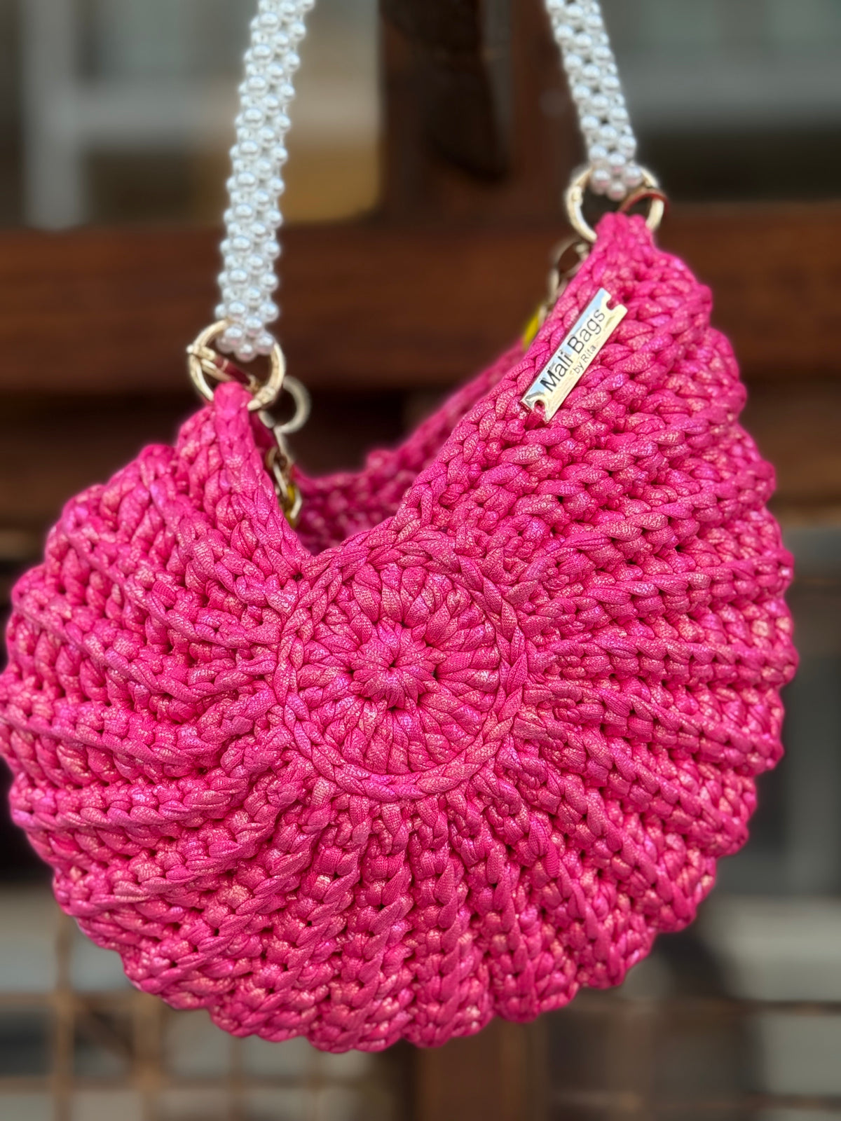 Ariel Round Shell in Electric Pink Shimmery-thumbmail-5