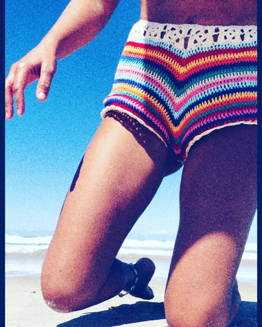 Rainbow crochet beach