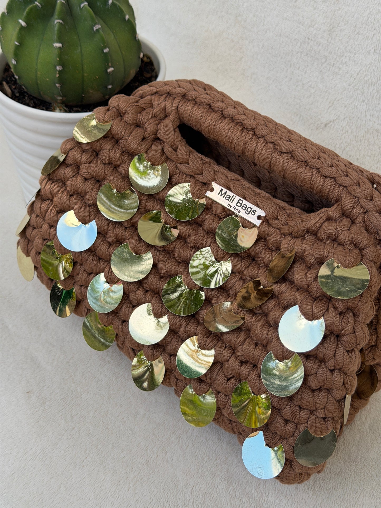 Alba Caramel and gold mermaid clutch