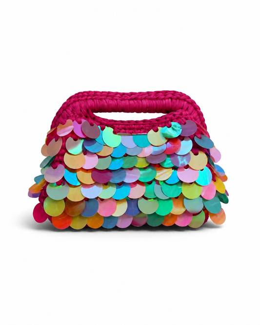 Mermaid Sequins Clutch in Pink & Shimmery