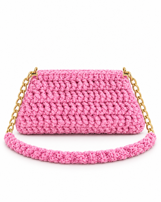 Gretta pink Barbie w/ red glitter velvet Clutch