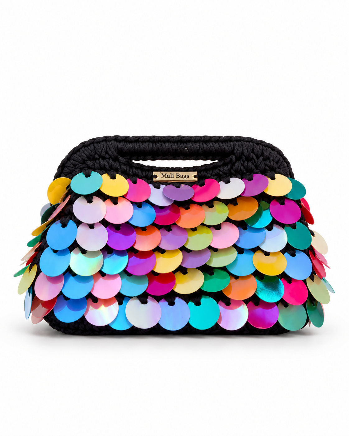 Mermaid Sequins Clutch in Black & Shimmery
