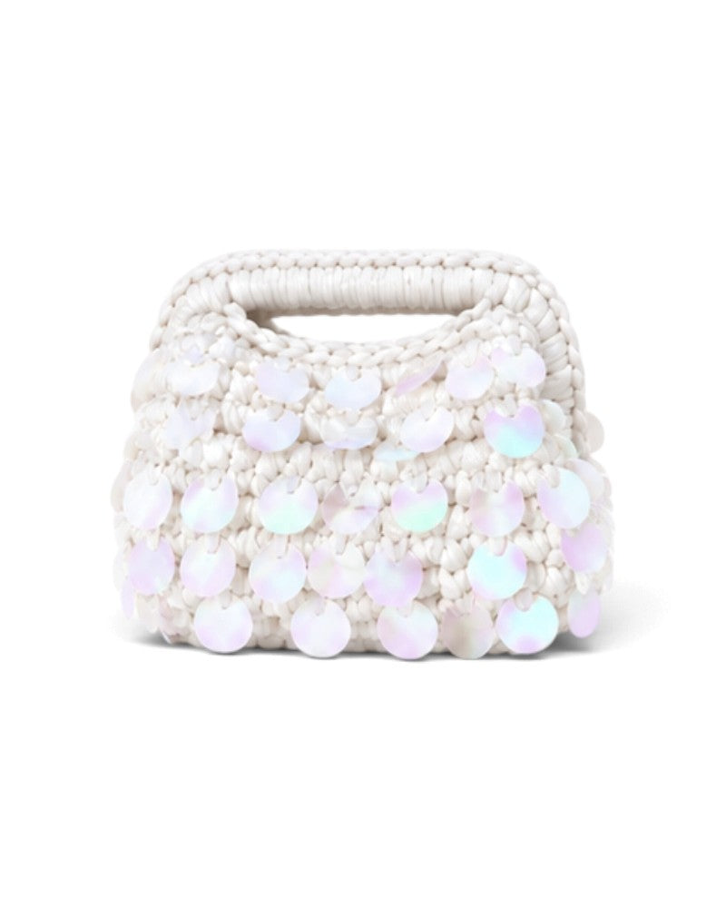 Mermaid Sequin Clutch in White